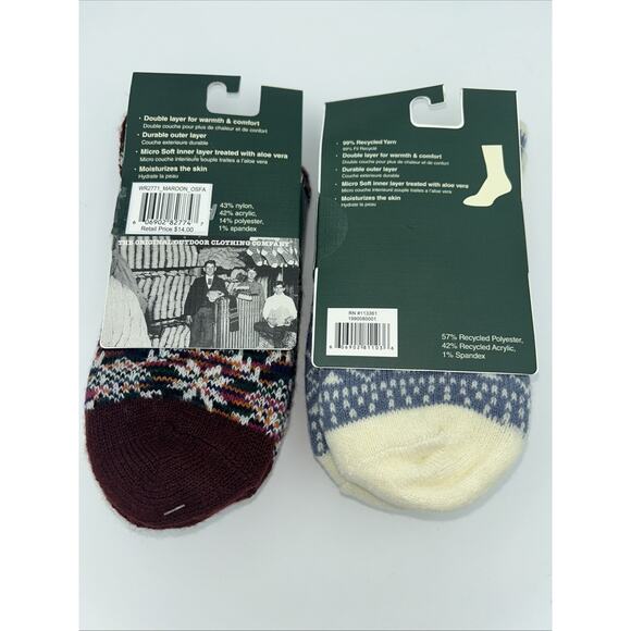 2 Pairs Woolrich Womens's Double Layer Home Socks with Aloe Vera New! NWT - Picture 2 of 4